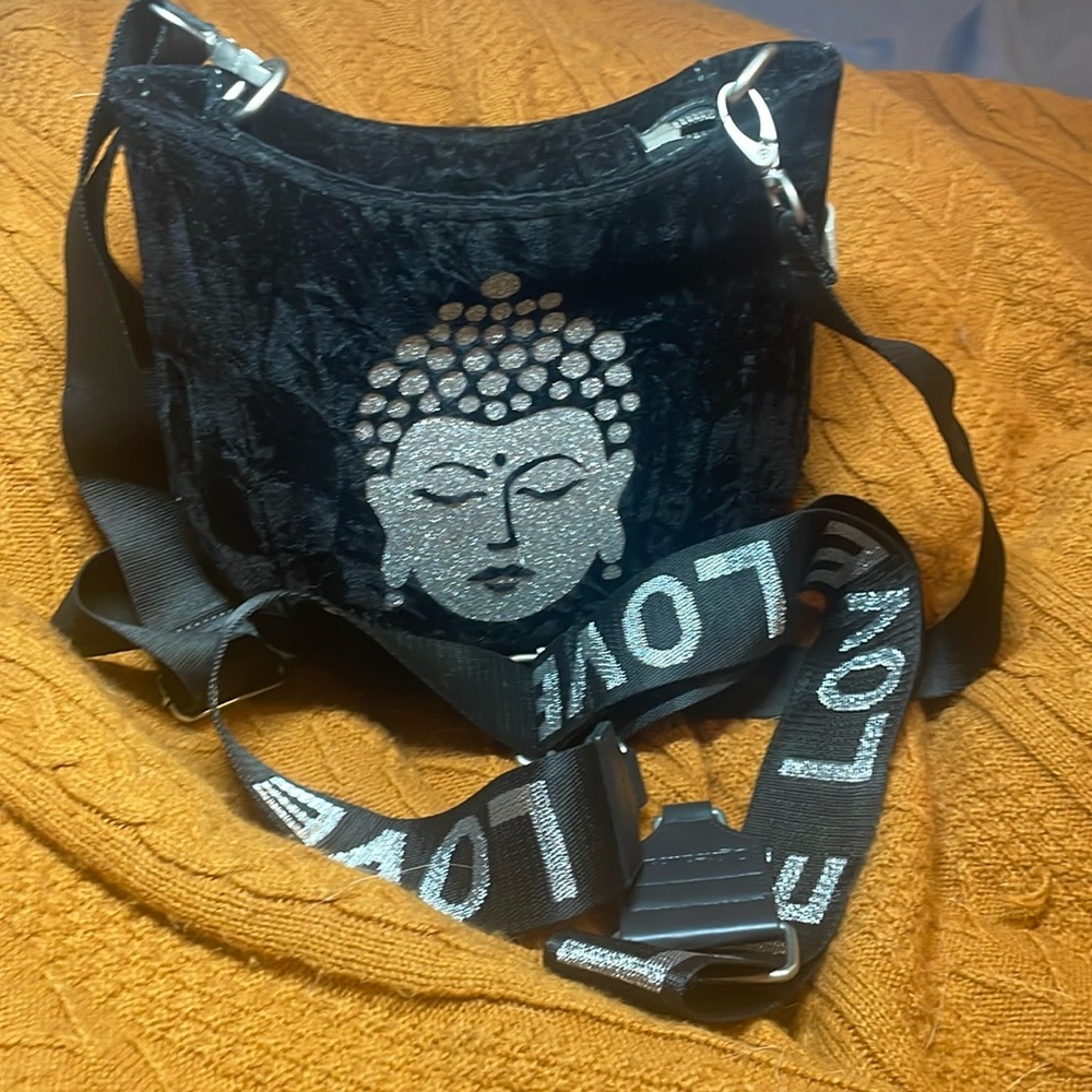 Koala kanvas black fashion designer hand bag with a  Buddha logo.